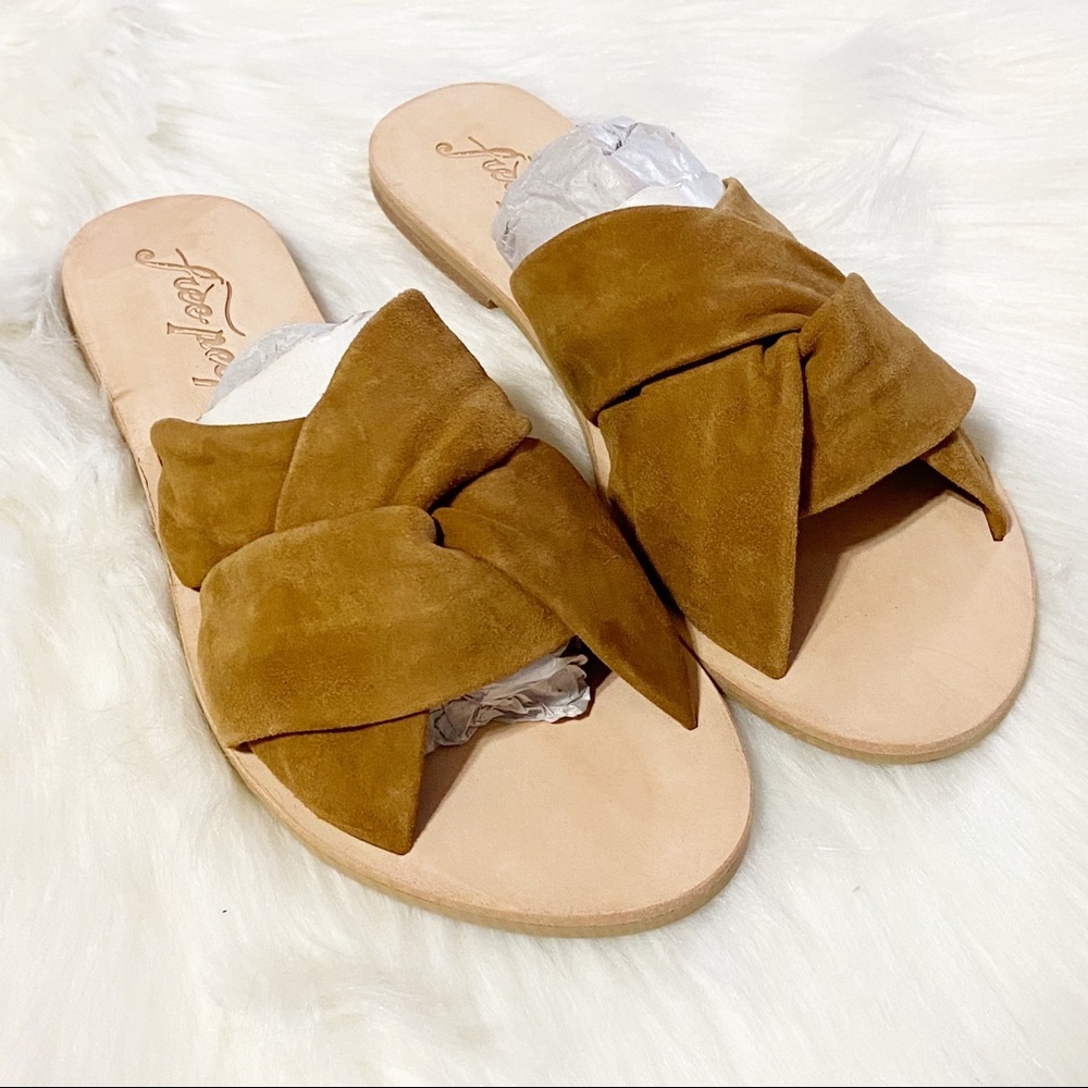 Free People Rio Vista Suede Slide Sandal Tan